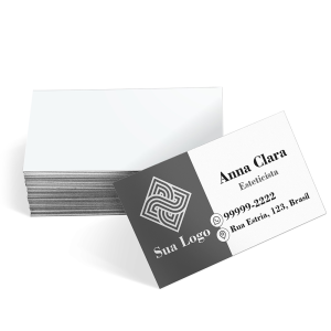 Cartão de visita 1x0 couchê 250g sem verniz e sem laminação Couchê 250g Arte 91x51mm 1x0 Offset - Preto e branco frente, verso em branco   