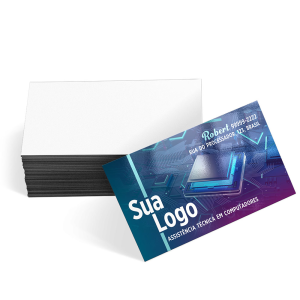 Cartão de visita 4x0 couchê 250g laminação brilho frente Couchê 250g Arte 91x51mm 4x0 Offset - Colorido frente, verso em branco Laminação brilho frente  