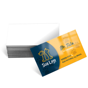 Cartão de visita 4x0 couchê 250g verniz UV total frente Couchê 250g Arte 91x51mm 4x0 Offset - Colorido frente, verso em branco  Verniz UV total frente 