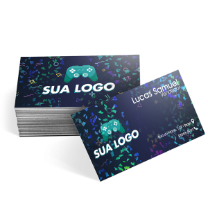 Cartão de visita 4x4 couchê 300g laminação holográfica frente e verso Couchê 300g Arte 91x51mm 4x4 Offset - Colorido frente e verso Laminação holográfica frente e verso  
